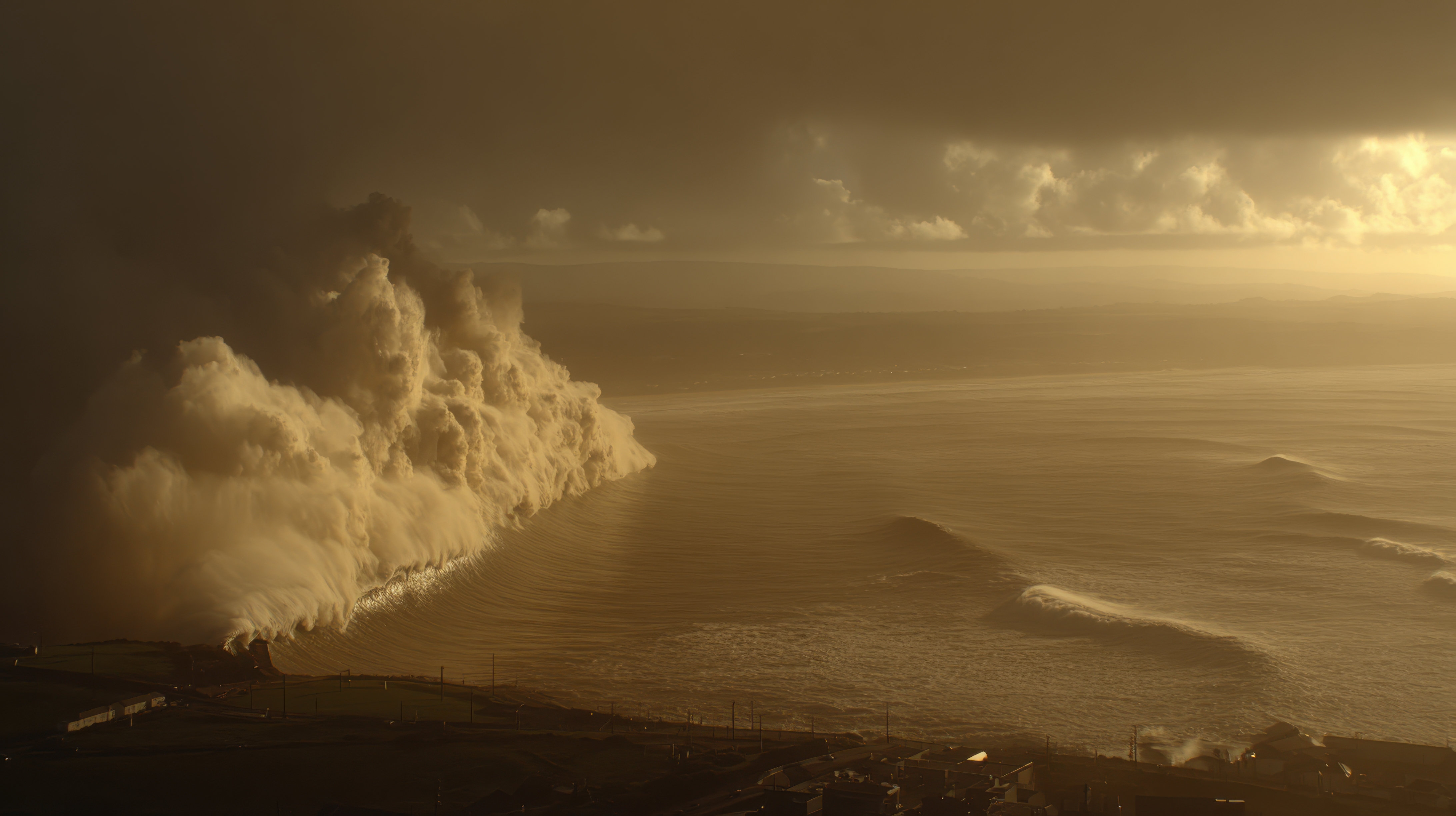 Towering wave at sea